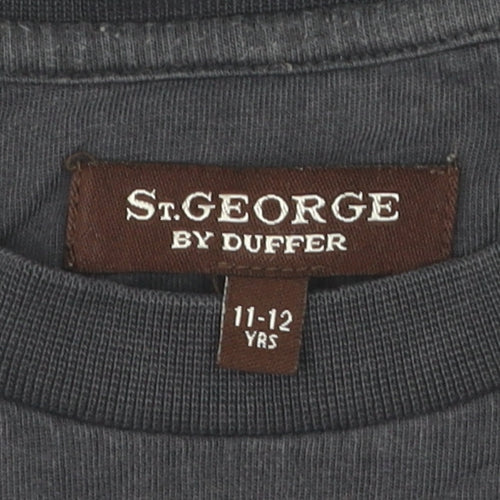 St. George by Duffer Boys Black T-Shirt 11-12 Years Casual Graphic