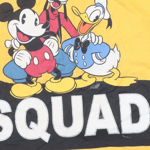 Disney Women's Yellow Cartoon Crew Neck T-Shirt M