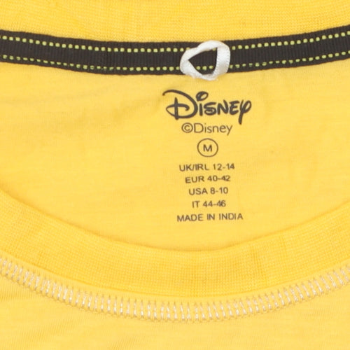Disney Women's Yellow Cartoon Crew Neck T-Shirt M