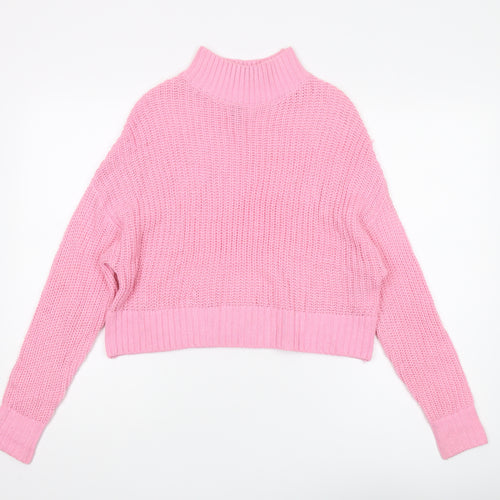 H&M Women’s Pink Mock Neck Pullover Jumper XS