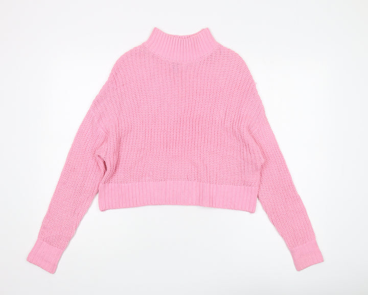 H&M Women’s Pink Mock Neck Pullover Jumper XS