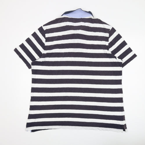 Marks & Spencer Men's Blue 2XL Striped Polo Shirt