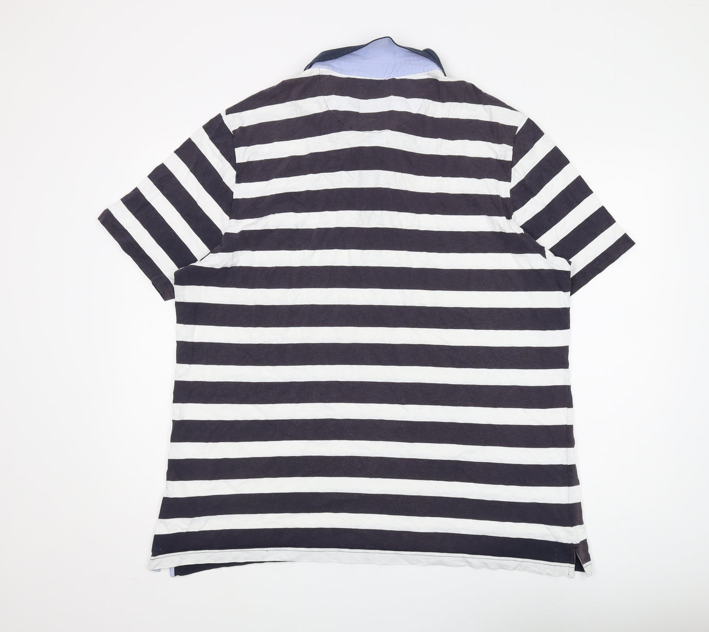 Marks & Spencer Men's Blue 2XL Striped Polo Shirt