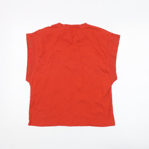 Zara Women's Red Sleeveless Crew Neck T-Shirt