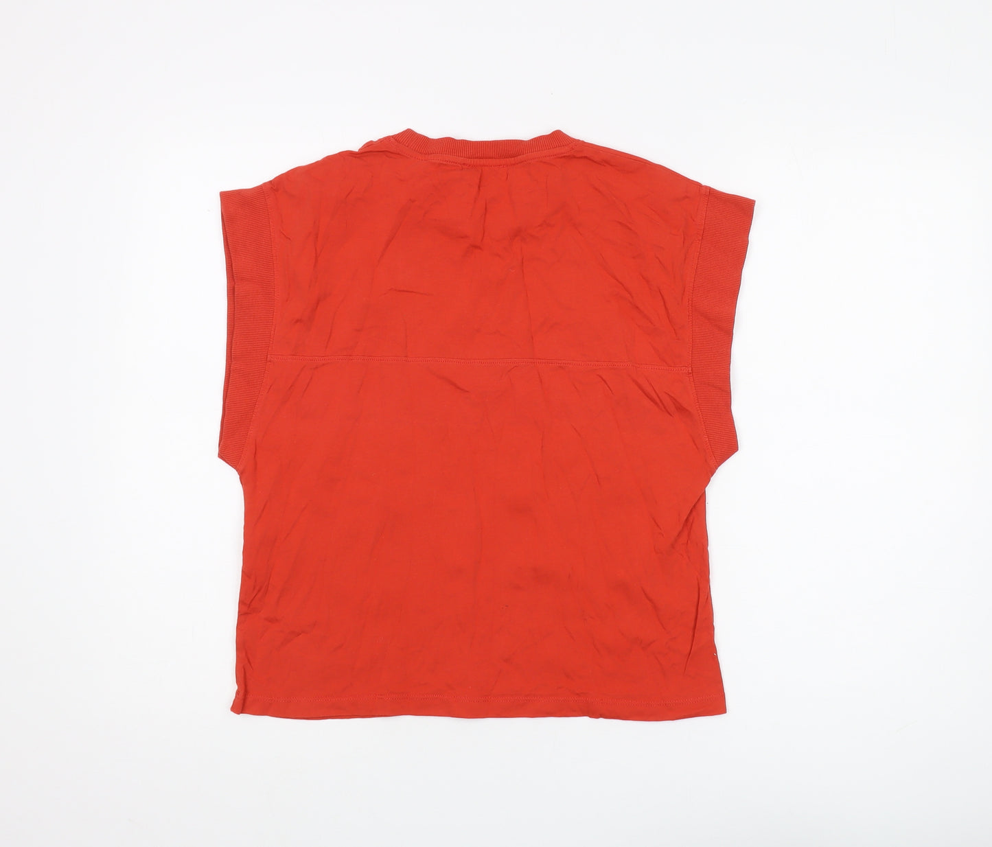 Zara Women's Red Sleeveless Crew Neck T-Shirt