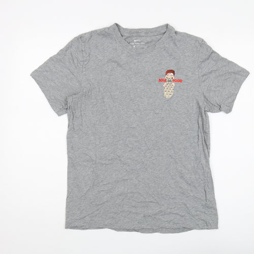 Nike Men's Grey Graphic Print Cotton T-Shirt, Size M