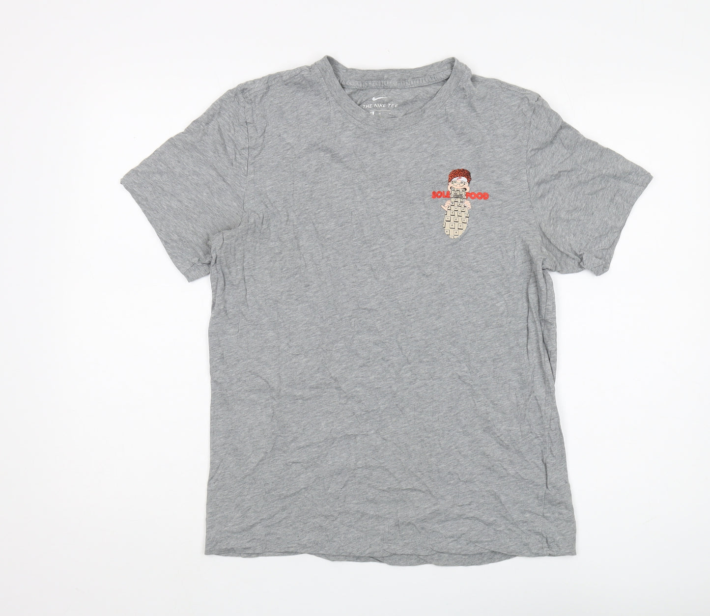 Nike Men's Grey Graphic Print Cotton T-Shirt, Size M