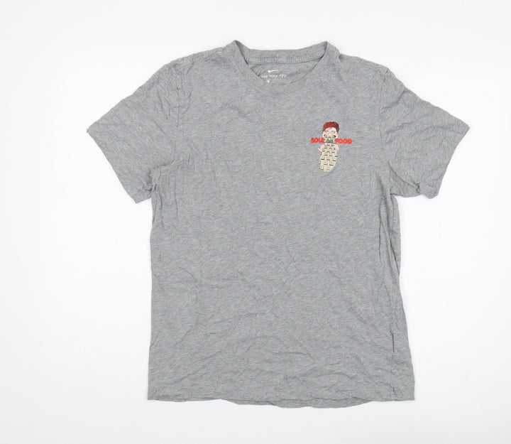 Nike Men's Grey Graphic Print Cotton T-Shirt, Size M