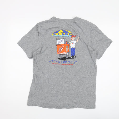 Nike Men's Grey Graphic Print Cotton T-Shirt, Size M