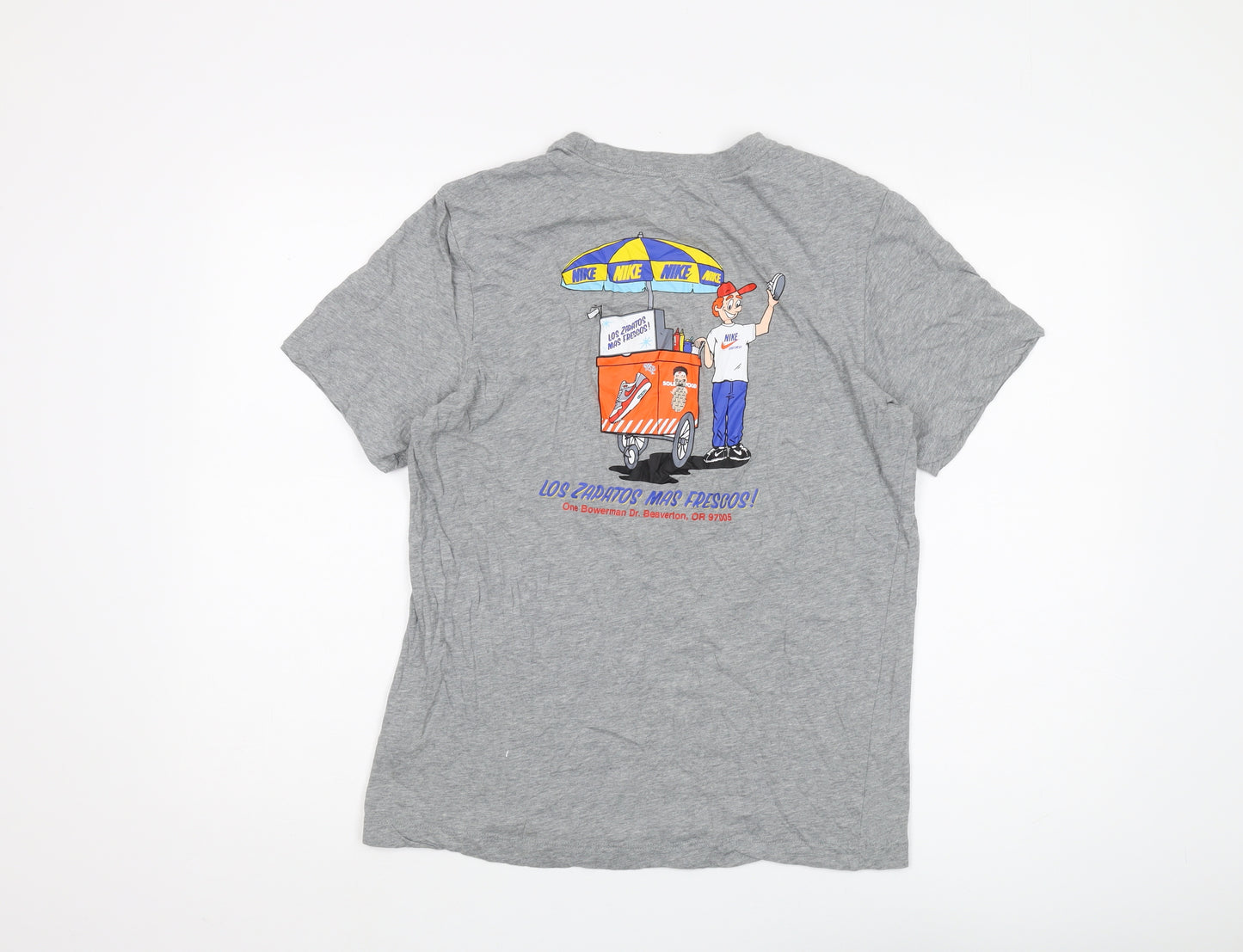 Nike Men's Grey Graphic Print Cotton T-Shirt, Size M