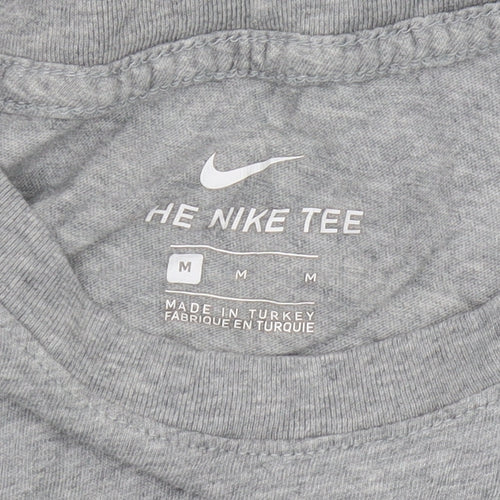 Nike Men's Grey Graphic Print Cotton T-Shirt, Size M