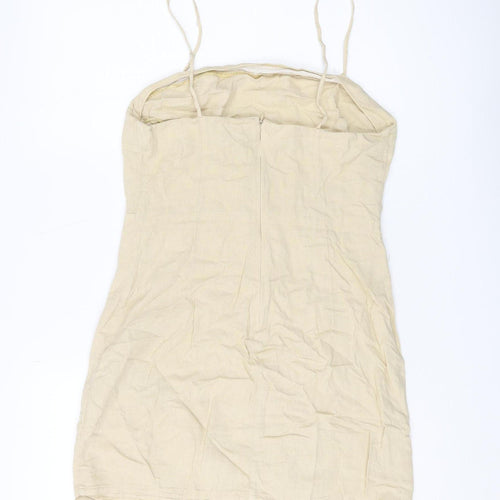Zara Women's Beige Slip Dress, Size 10, Summery Linen Blend