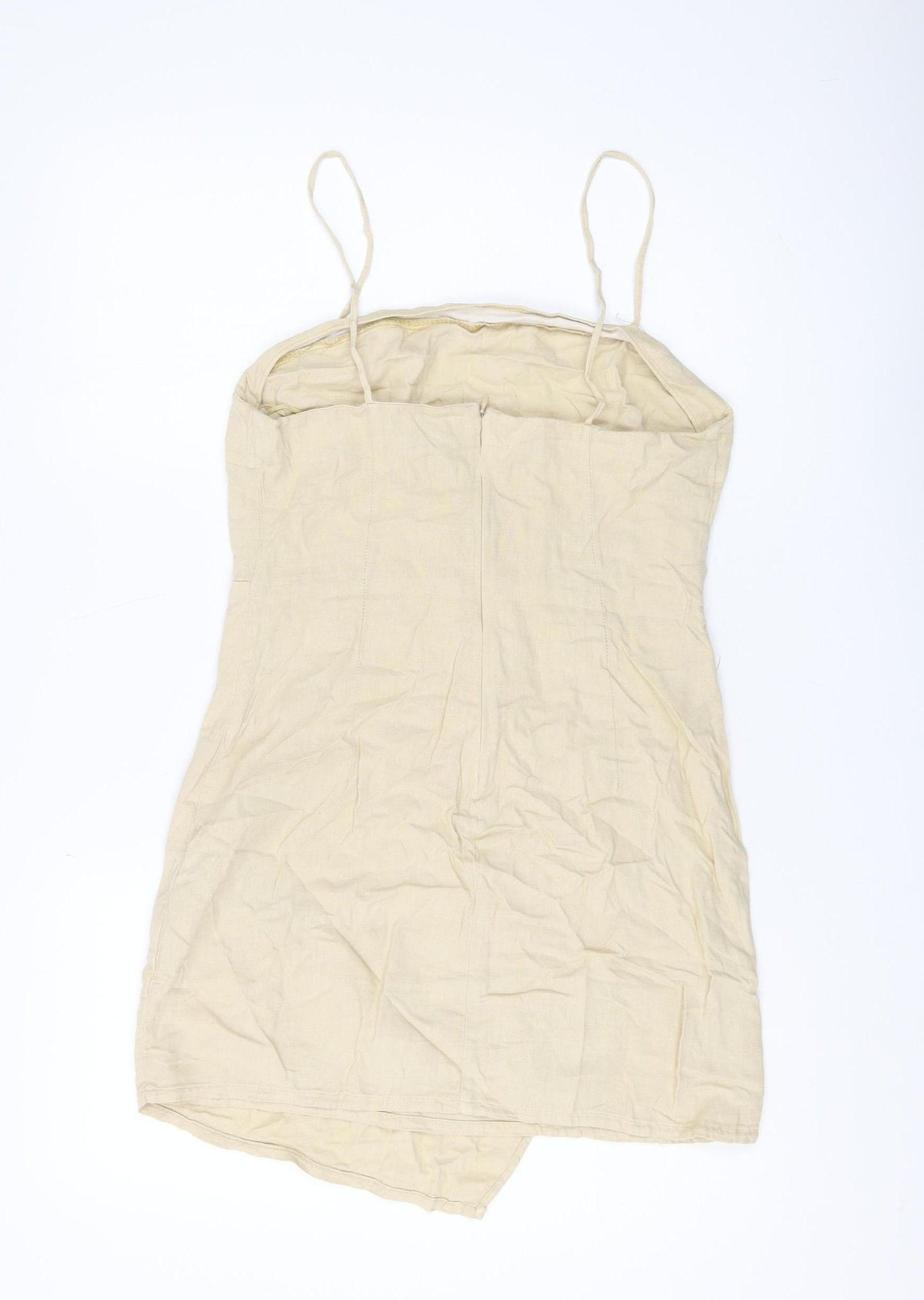 Zara Women's Beige Slip Dress, Size 10, Summery Linen Blend