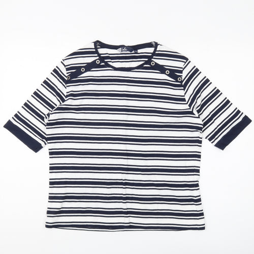 Isle Women Blue & White Striped T-Shirt Size L
