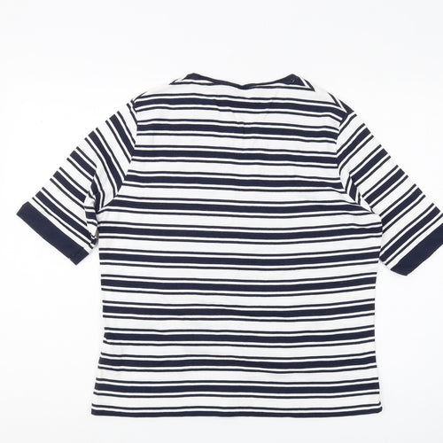 Isle Women Blue & White Striped T-Shirt Size L