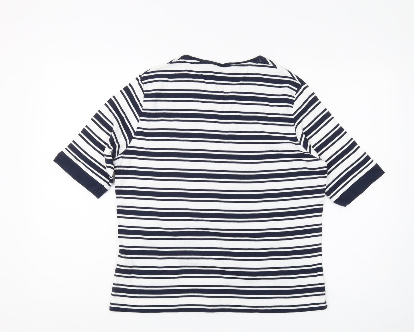 Isle Women Blue & White Striped T-Shirt Size L