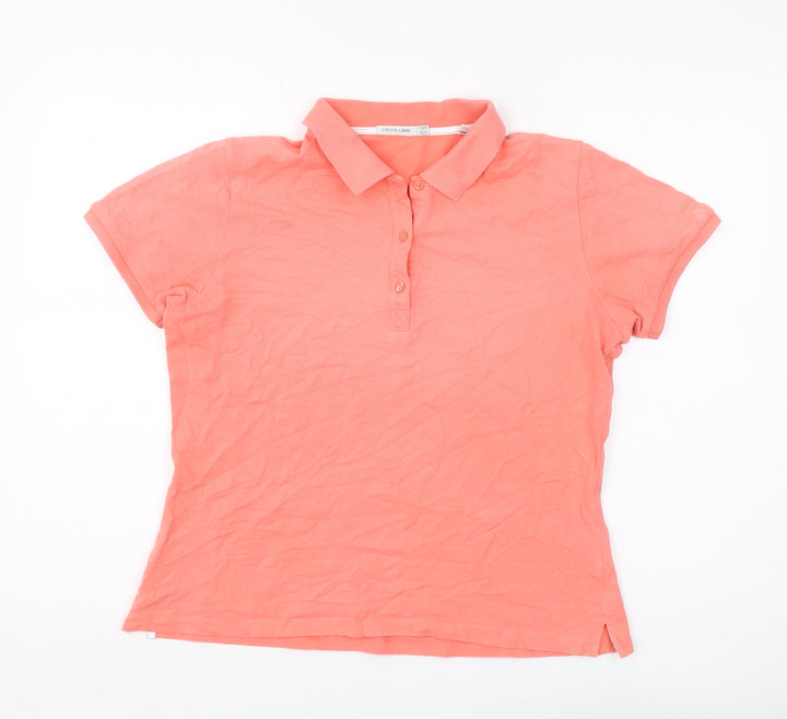 Green Lamb Women's Pink Polo UK 14, Cotton Blend, Summer