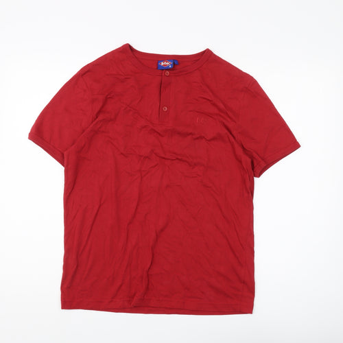 Lee Cooper Unisex Red Basic Henley T-Shirt S