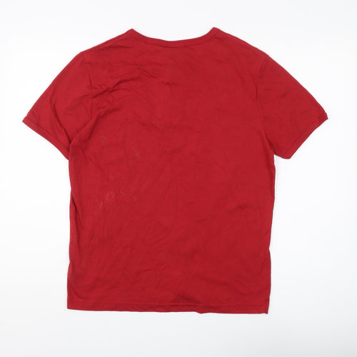Lee Cooper Unisex Red Basic Henley T-Shirt S