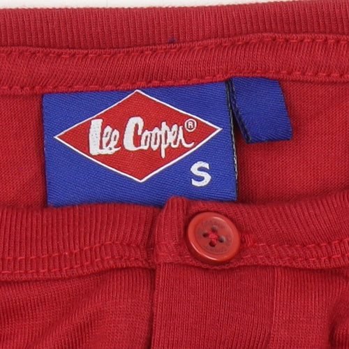 Lee Cooper Unisex Red Basic Henley T-Shirt S