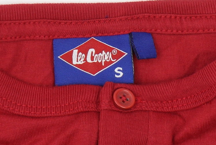 Lee Cooper Unisex Red Basic Henley T-Shirt S