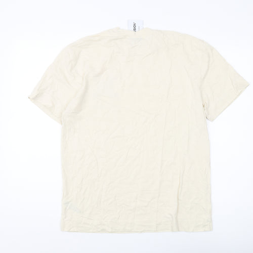 COLLUSION Men's Beige Cotton Crew Neck T-Shirt M