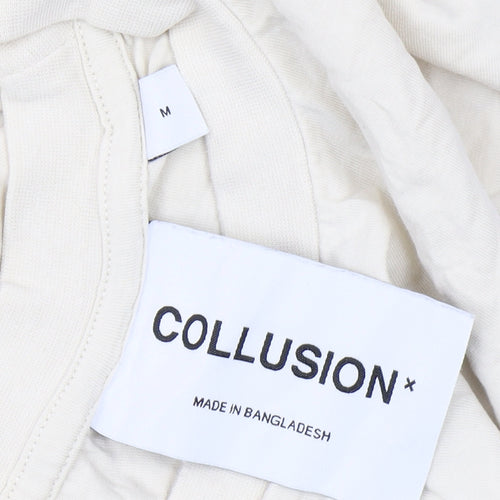COLLUSION Men's Beige Cotton Crew Neck T-Shirt M