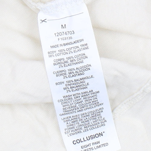 COLLUSION Men's Beige Cotton Crew Neck T-Shirt M