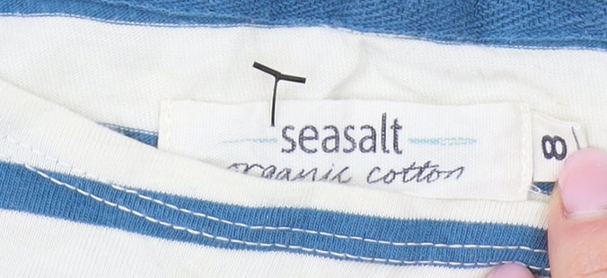 Seasalt Women's Blue Stripe Cotton Shift Dress Size 8