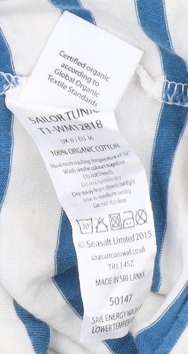 Seasalt Women's Blue Stripe Cotton Shift Dress Size 8