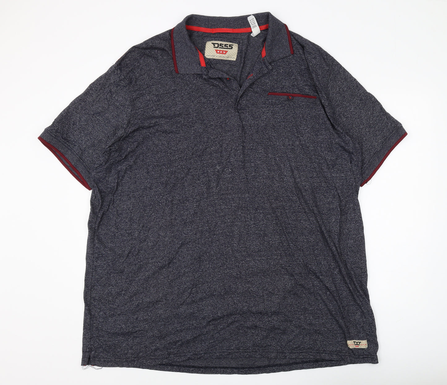 D555 Men's Blue Striped Polo, 4XL - Stylish and Casual