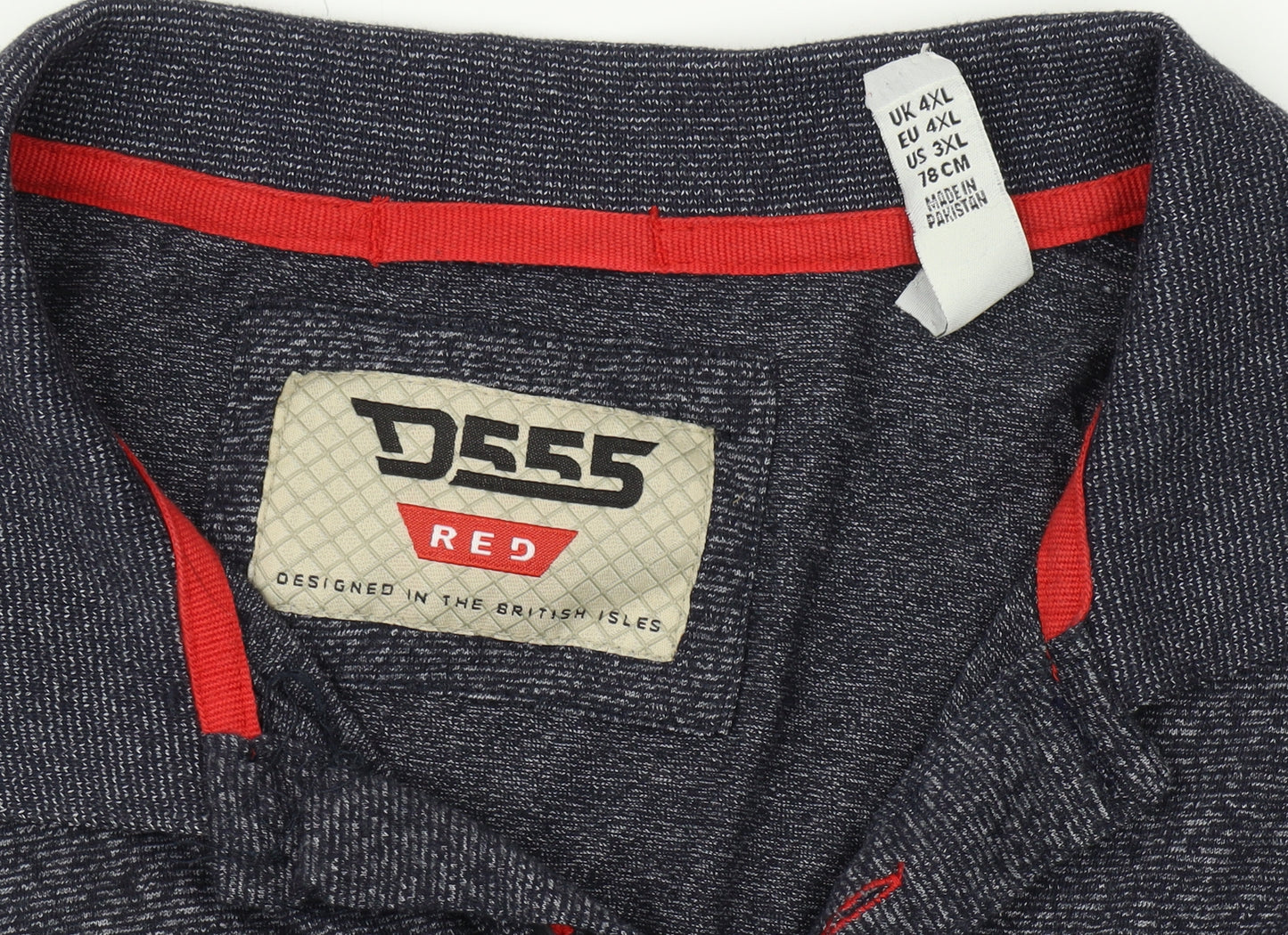 D555 Men's Blue Striped Polo, 4XL - Stylish and Casual