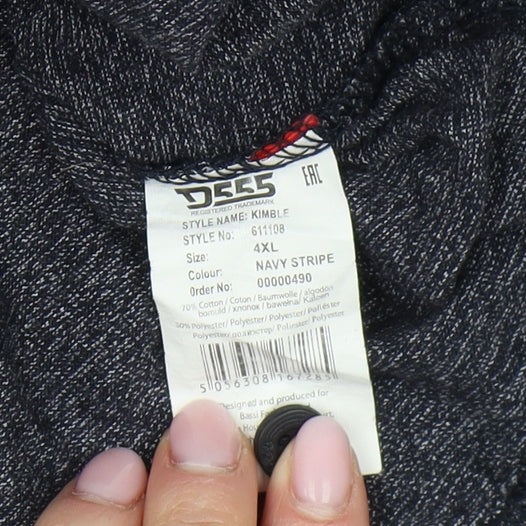 D555 Men's Blue Striped Polo, 4XL - Stylish and Casual