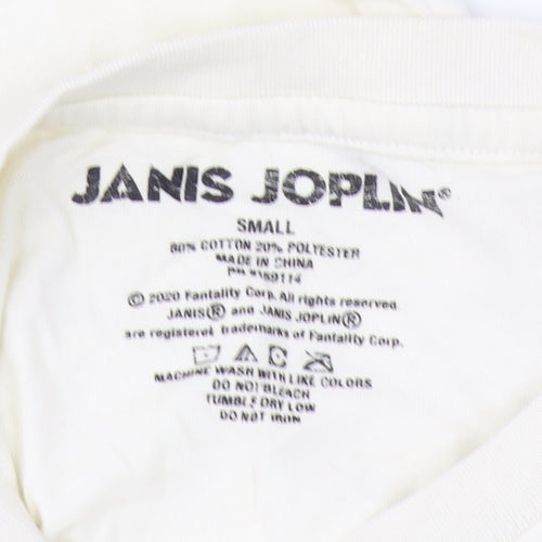 Janis Joplin Beige Unisex T-Shirt in Small - Music Theme
