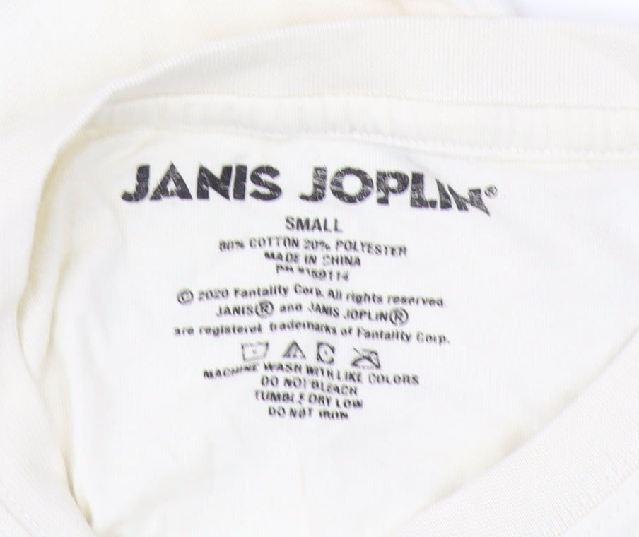 Janis Joplin Beige Unisex T-Shirt in Small - Music Theme