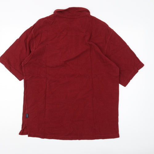 The Trader Co. Men's Red Polo Medium 1/4 Zip Cotton