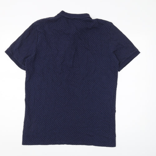 Next Men’s Blue Polka Dot Polo, Size L, Casual Cotton