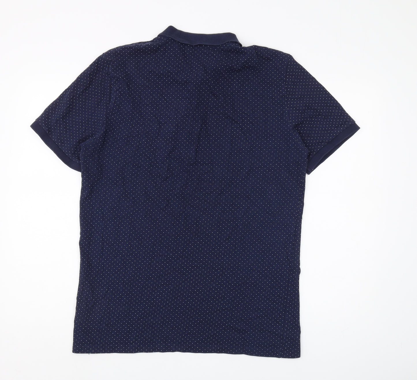 Next Men’s Blue Polka Dot Polo, Size L, Casual Cotton