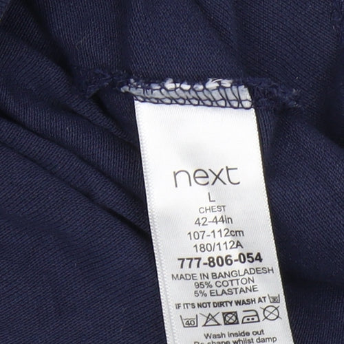 Next Men’s Blue Polka Dot Polo, Size L, Casual Cotton