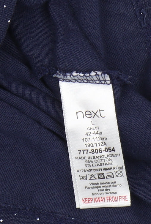 Next Men’s Blue Polka Dot Polo, Size L, Casual Cotton