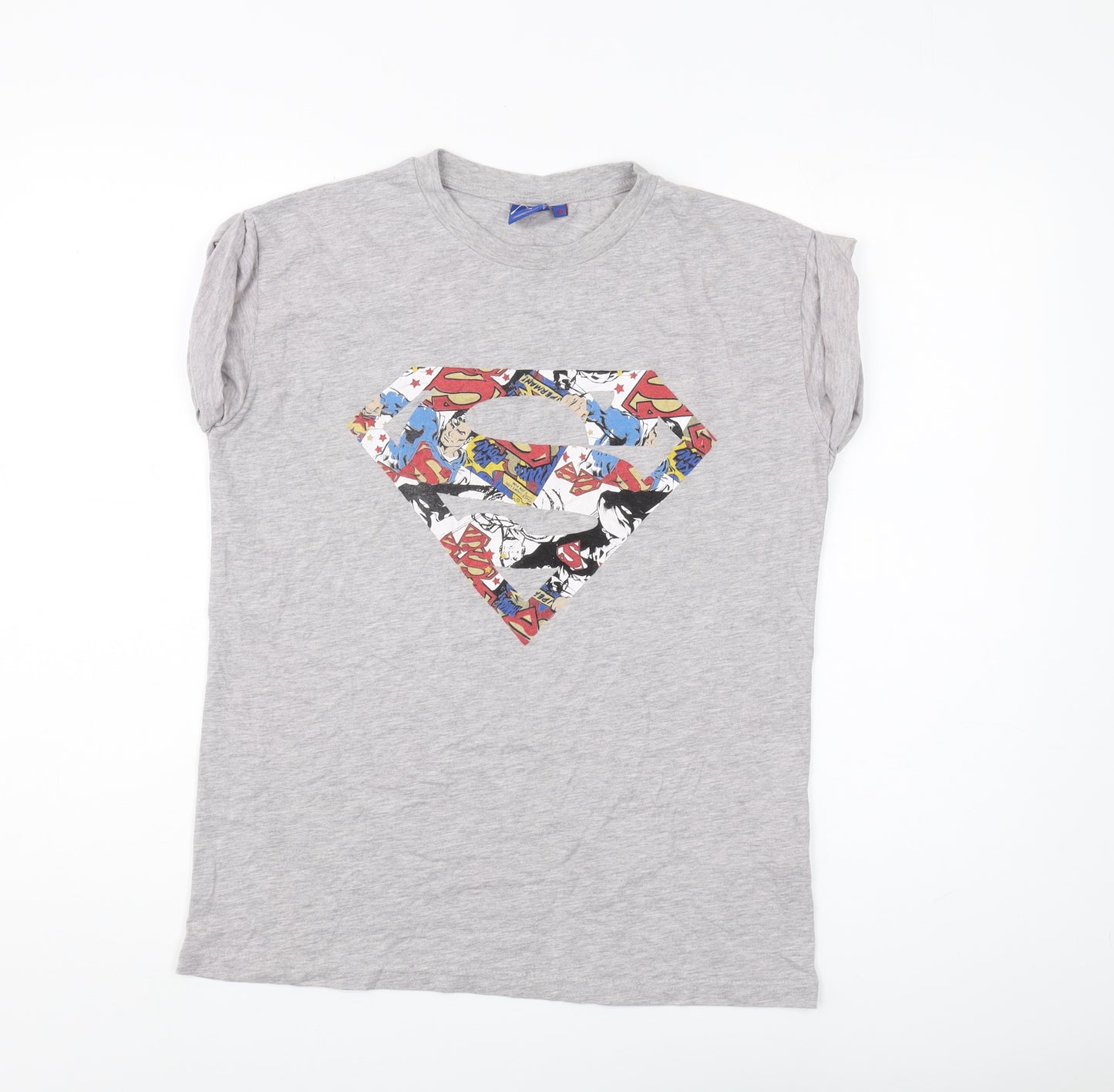 Superman Women's Grey T-Shirt, Size 10, Crew Neck Relaxed