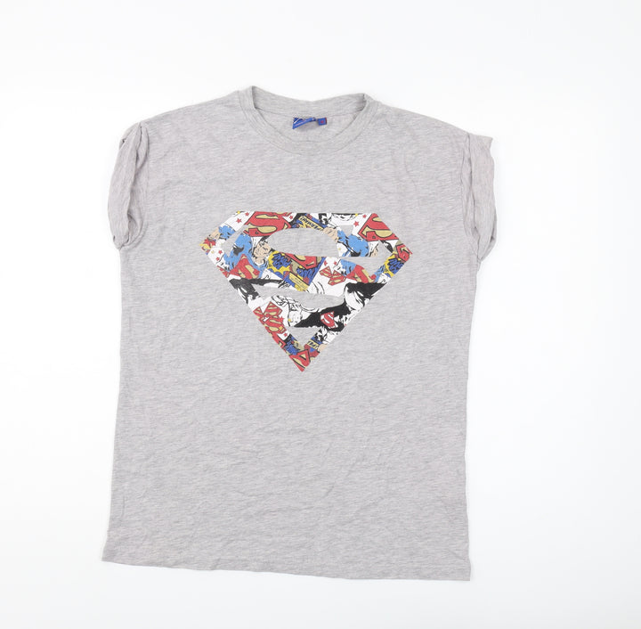 Superman Women's Grey T-Shirt, Size 10, Crew Neck Relaxed