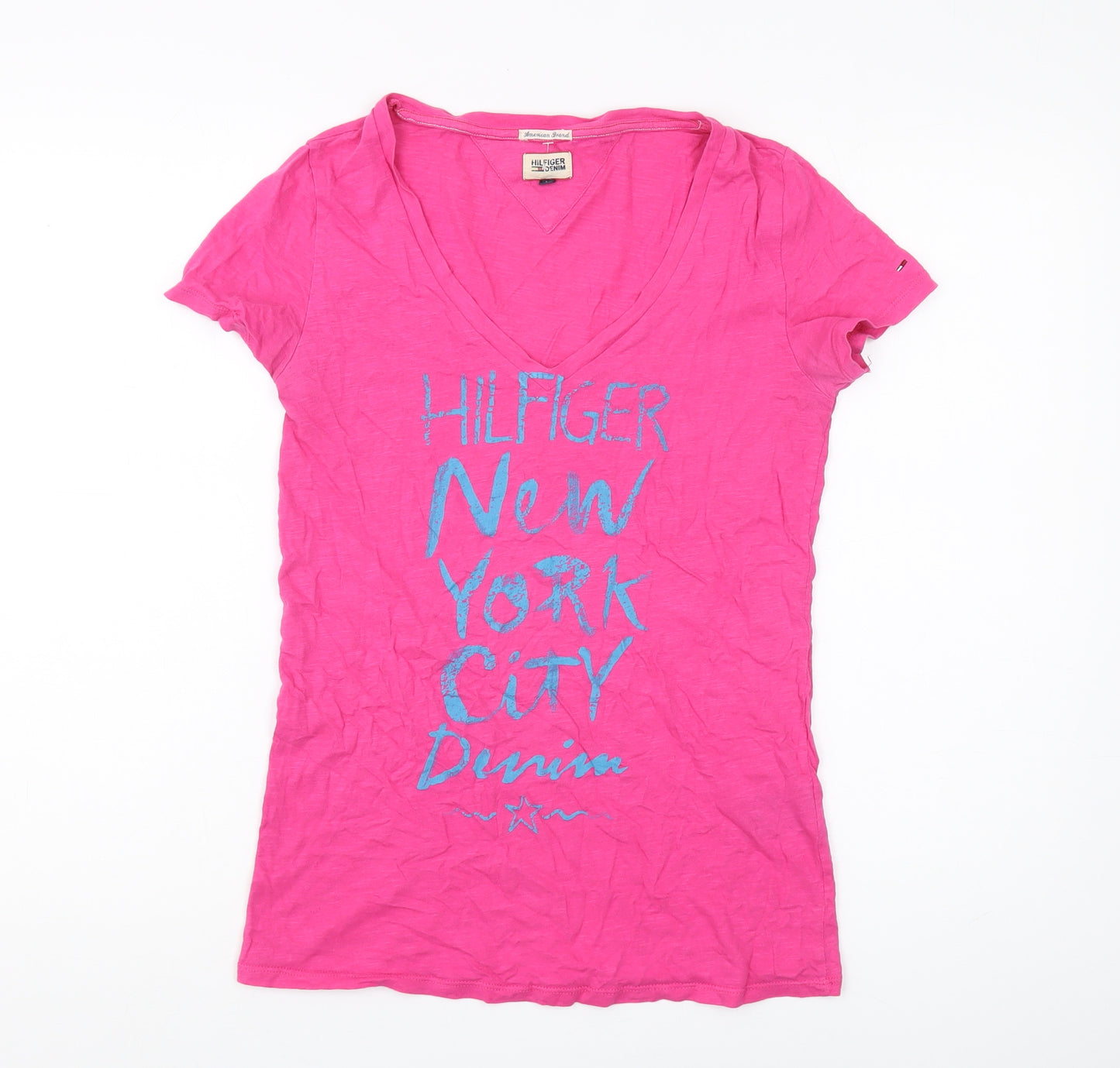 Hilfiger Denim Women's Pink V-Neck T-Shirt - Size M