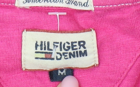 Hilfiger Denim Women's Pink V-Neck T-Shirt - Size M