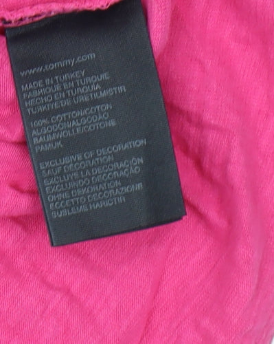 Hilfiger Denim Women's Pink V-Neck T-Shirt - Size M