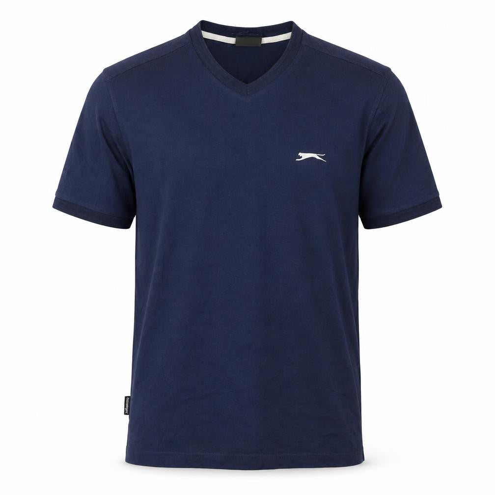 Front view of Slazenger Men's Blue V-Neck T-Shirt M