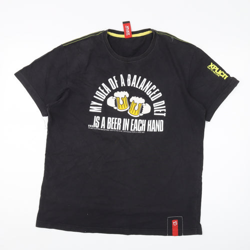 XPlicit Men's Black Medium Funny Beer T-Shirt