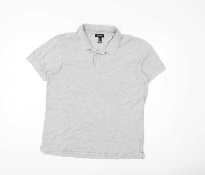 Forever 21 Men's Grey Polo Shirt L Short Sleeve