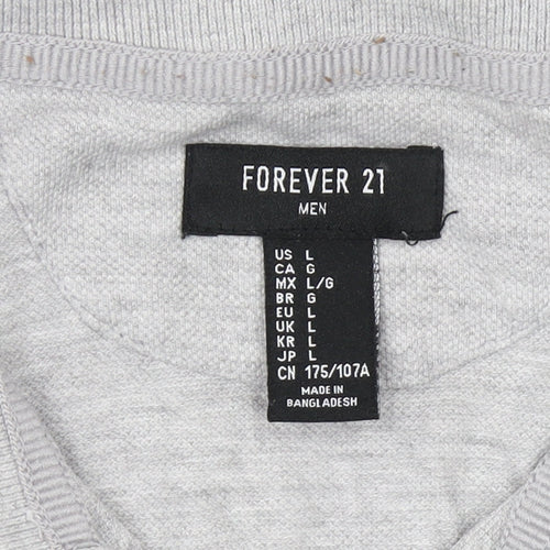 Forever 21 Men's Grey Polo Shirt L Short Sleeve