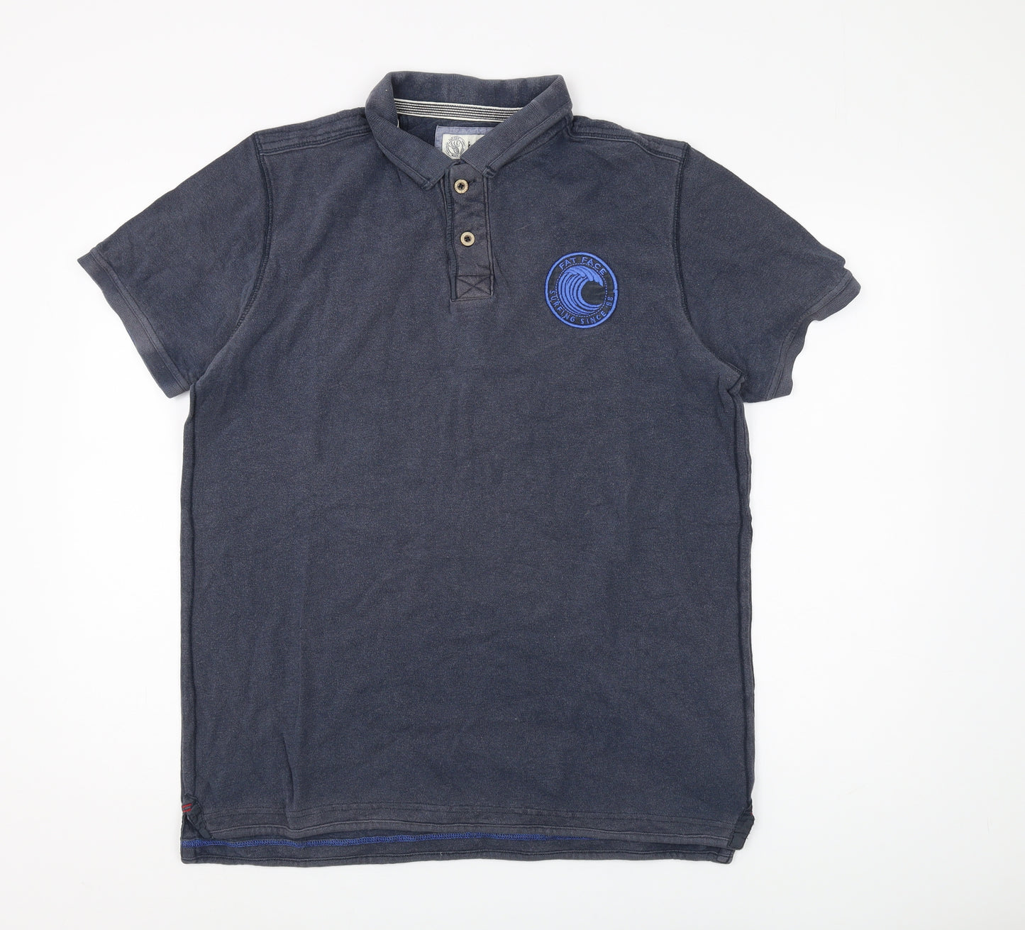 Fat Face Men's Blue Cotton Polo Shirt L